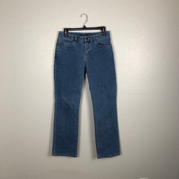 Liz Claiborne Size Petite 6 Stretch Crazy Horse Denim Jeans 5-Pocket Button Zip - Picture 1 of 5
